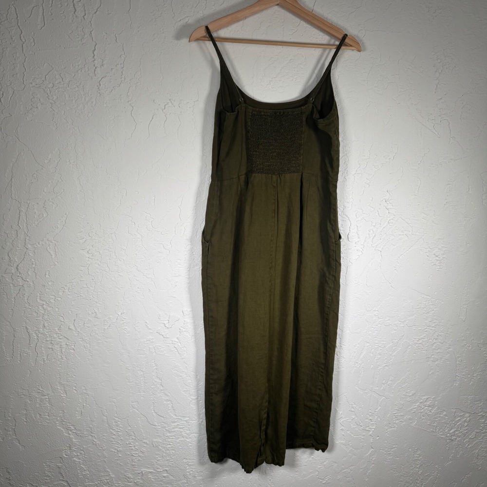 Quince 100% European Linen Scoop Neck Midi Dress Martini Olive Green CS001 Small - Picture 3 of 13
